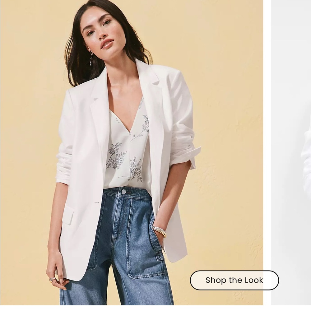 LOFT Women's Classic White Linen/Cotton Blazer